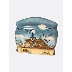 Youngs Inc. Ceramic Napkin Holder With Coastal Design
